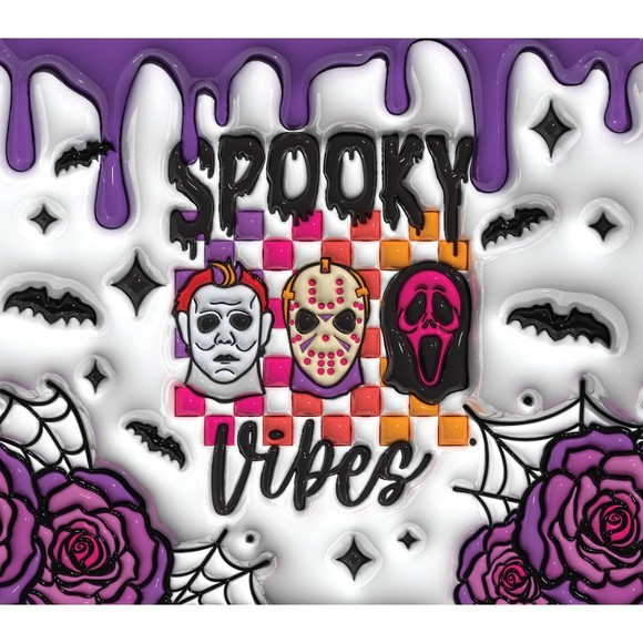 Spooky Vibes 20oz Skinny Tumbler Custom W/ Metal Straw Double Insulated - Picture 2 of 2